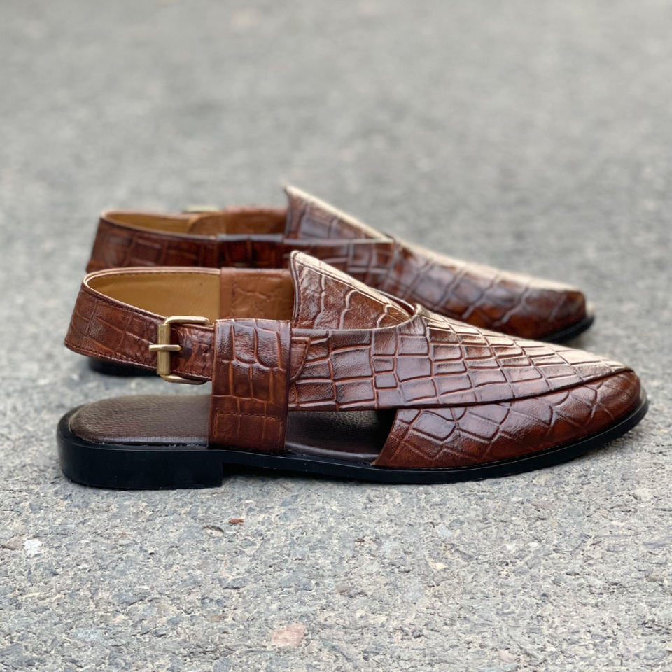 Hand Stitched Pure Leather Kheri SS-2387 Brown