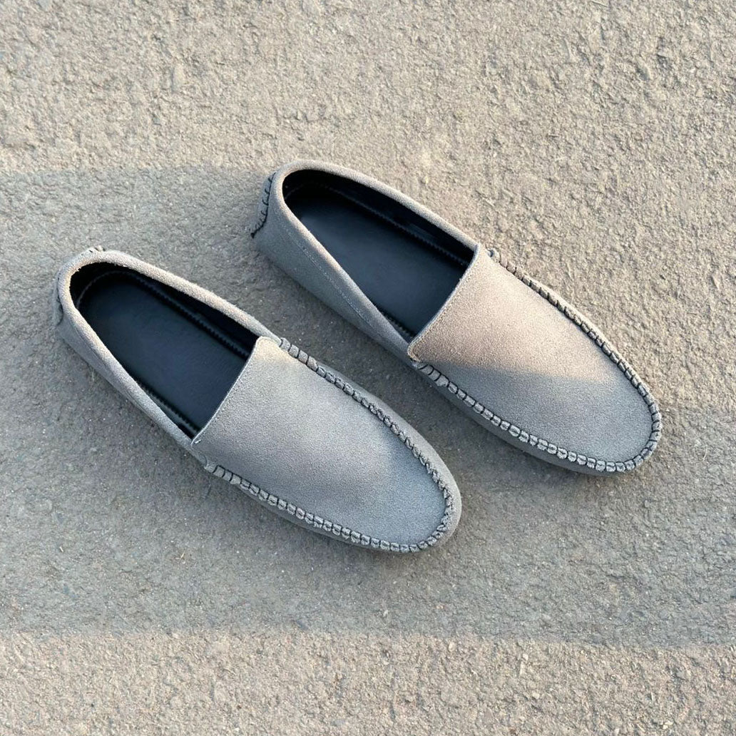 Step Handmade Leather Grey Loafers SS-2748