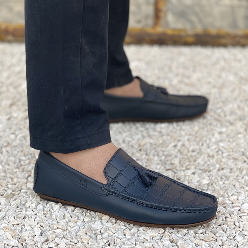 The New Textured Blue Loafers SS-2301