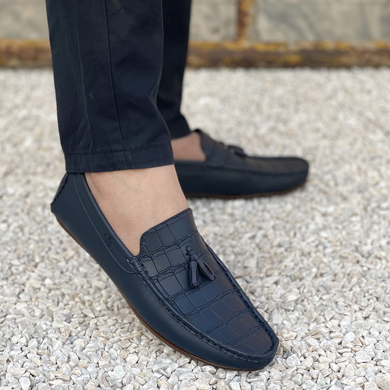 The New Textured Blue Loafers SS-2301 - Main Image