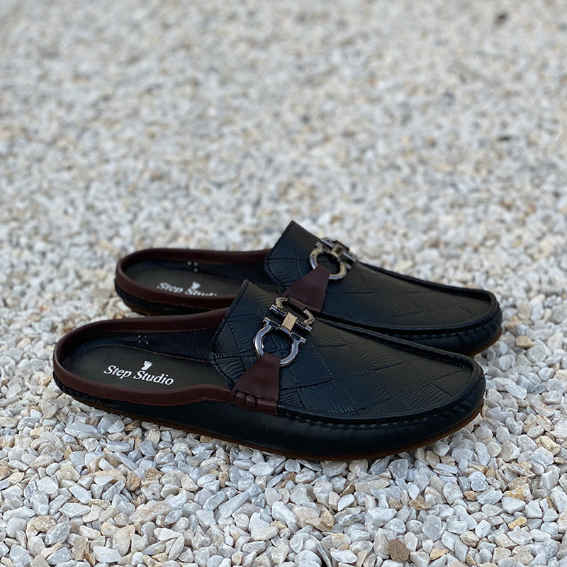 The New Textured Backless Loafer SS-2340 Black