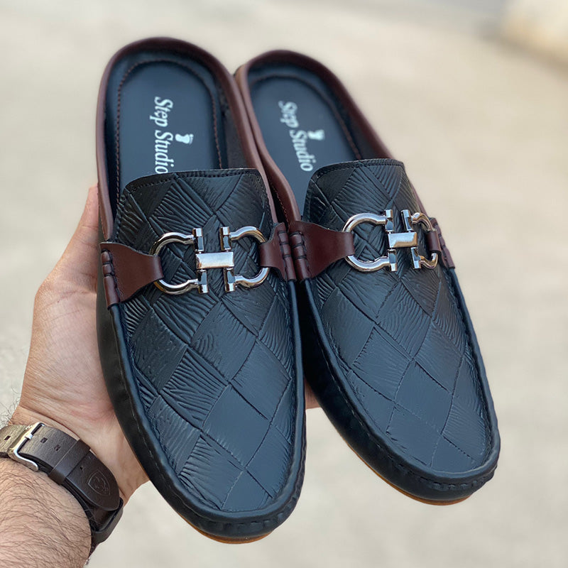 The New Textured Backless Loafer SS-2340 Black