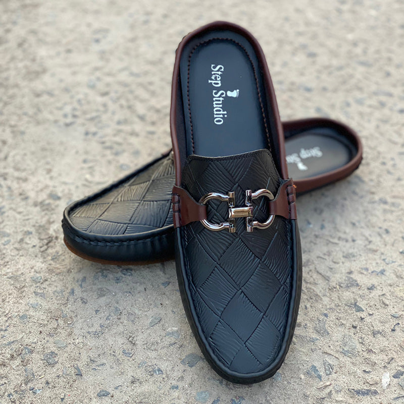 The New Textured Backless Loafer SS-2340 Black