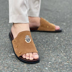 Hand made PU Sole Leather Suede Chappal SS-2353 Brown