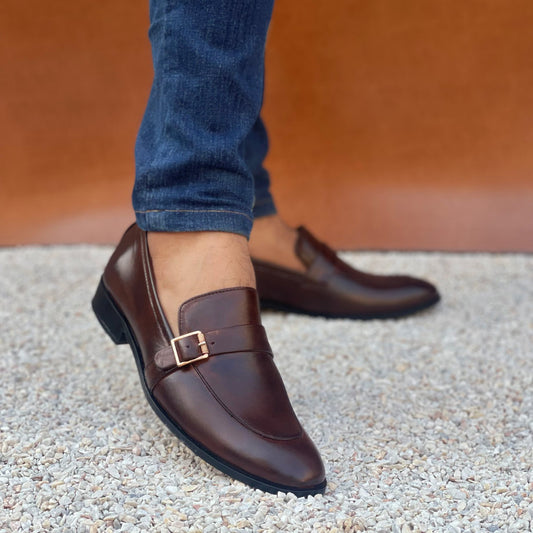 Handmade Single Strap TAN Leather Shoes SS-2008