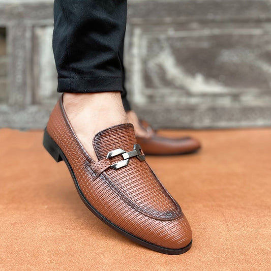 Brown Textured Shoes SS-2386