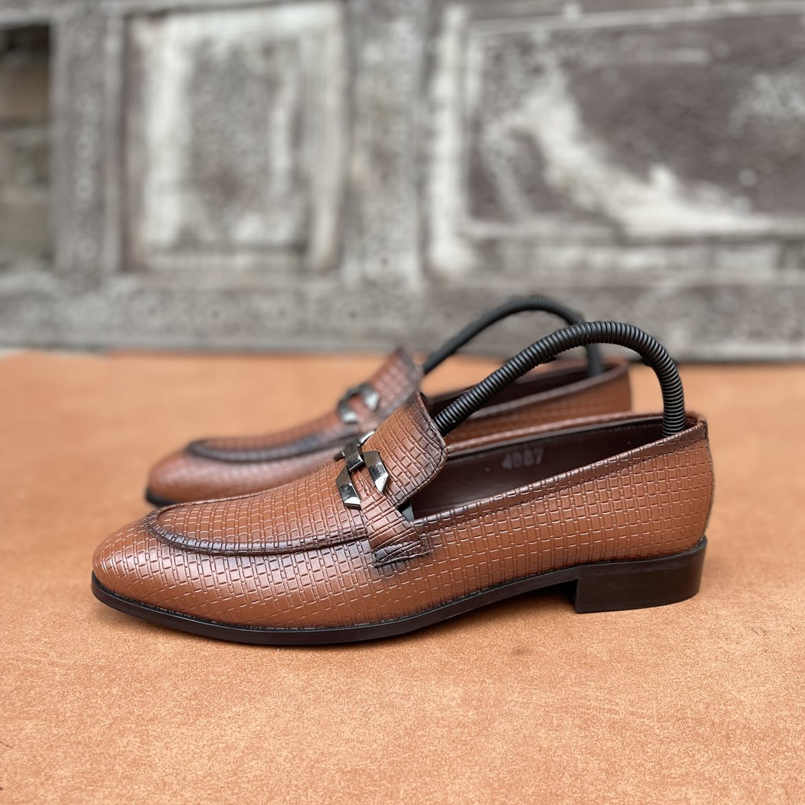 Brown Textured Shoes SS-2386