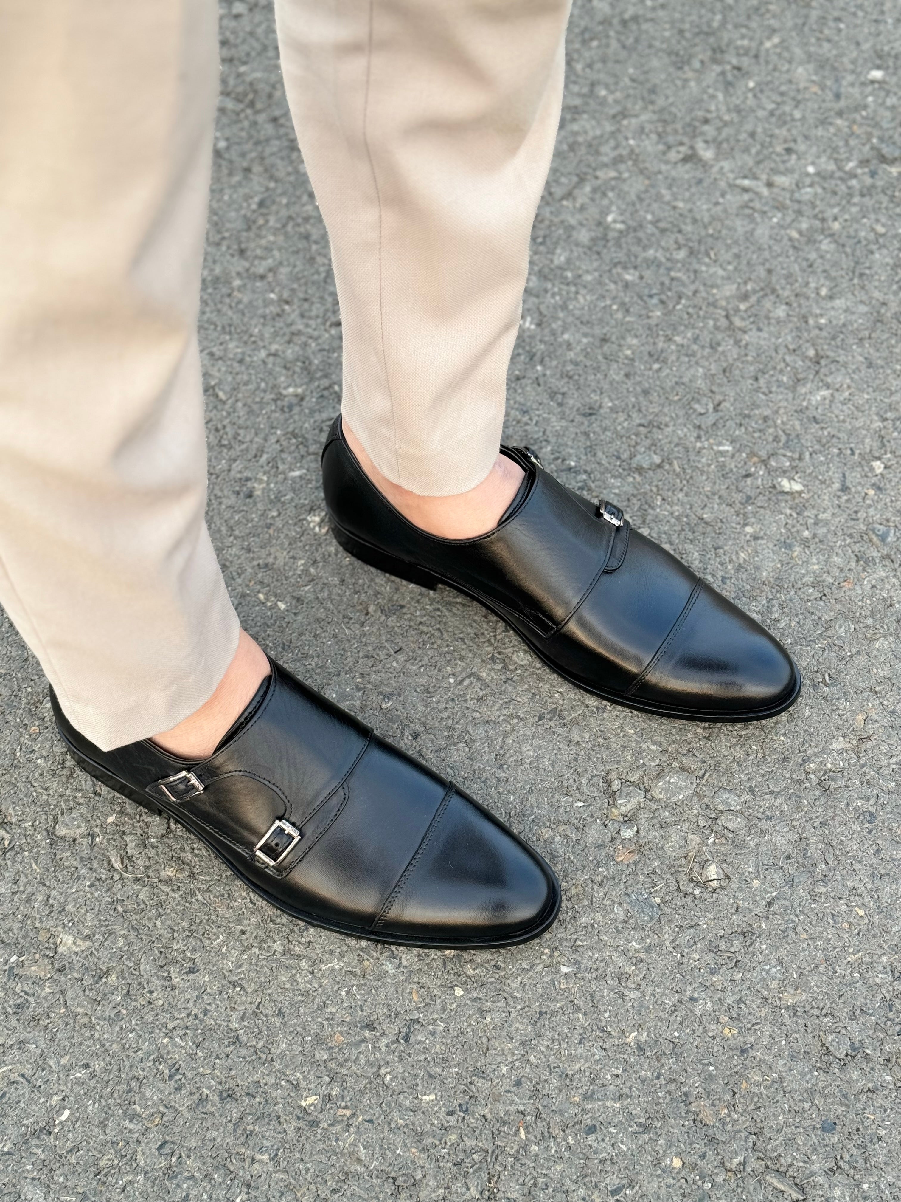 Handmade Premium Leather Double Monks SS-115 Black