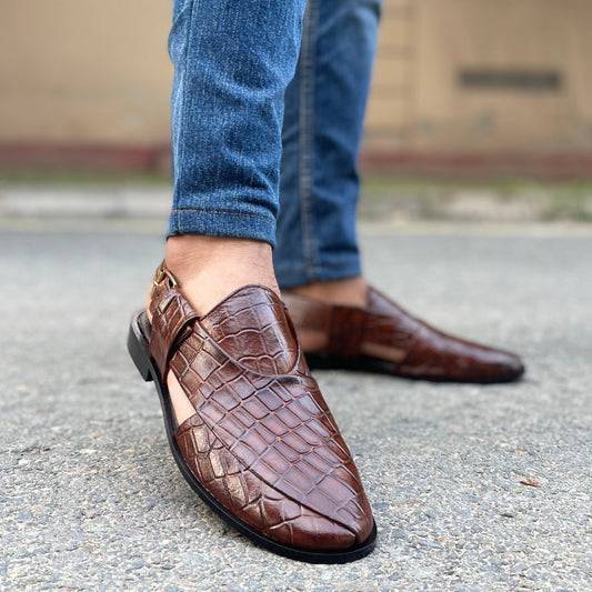 Hand Stitched Pure Leather Kheri SS-2387 Brown