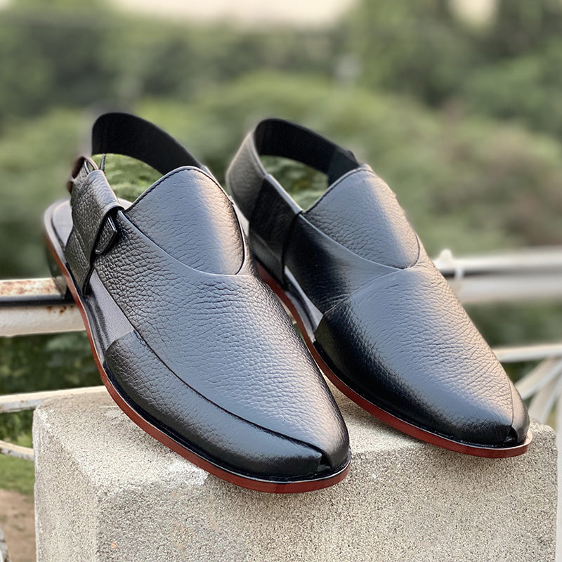 Hand Stitched Pure Leather Kheri SS-175 Black