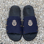 Hand made PU Sole Leather Suede Chappal SS-2353 Blue