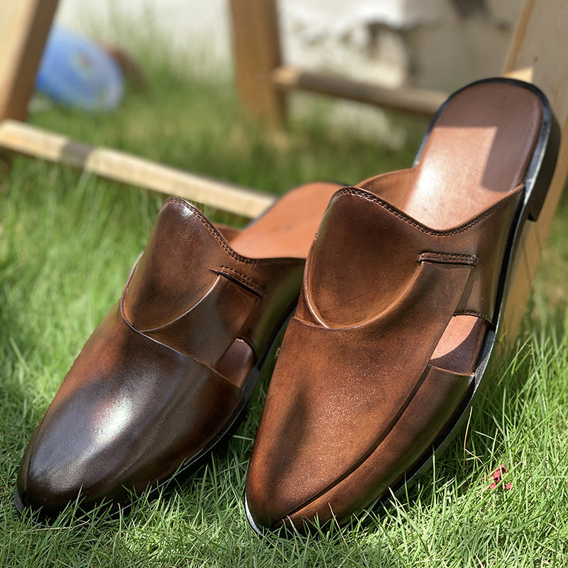 The Vintage Leather Mule SS-172 Brown – The Step Studio