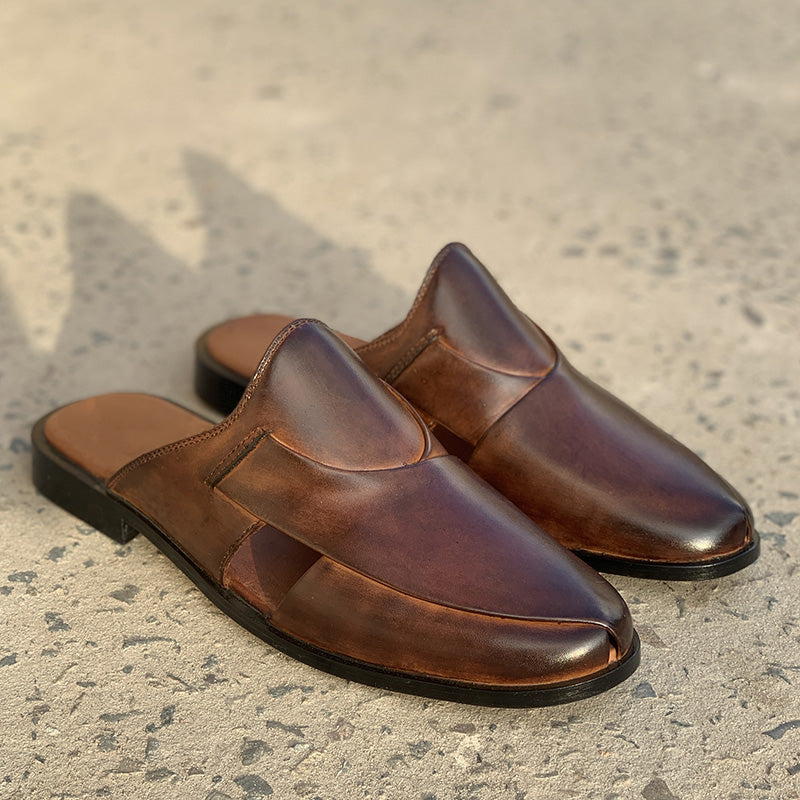 The Vintage Leather Mule SS-172 Brown