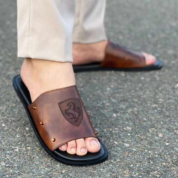 The Italian Brown Leather Chappal SS-2052