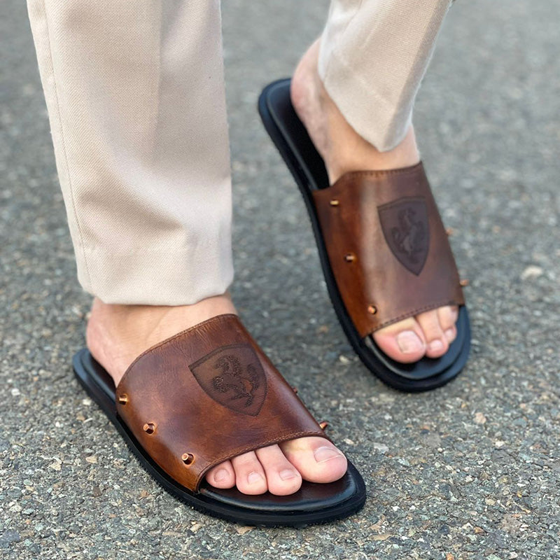 The Italian Brown Leather Chappal SS-2052