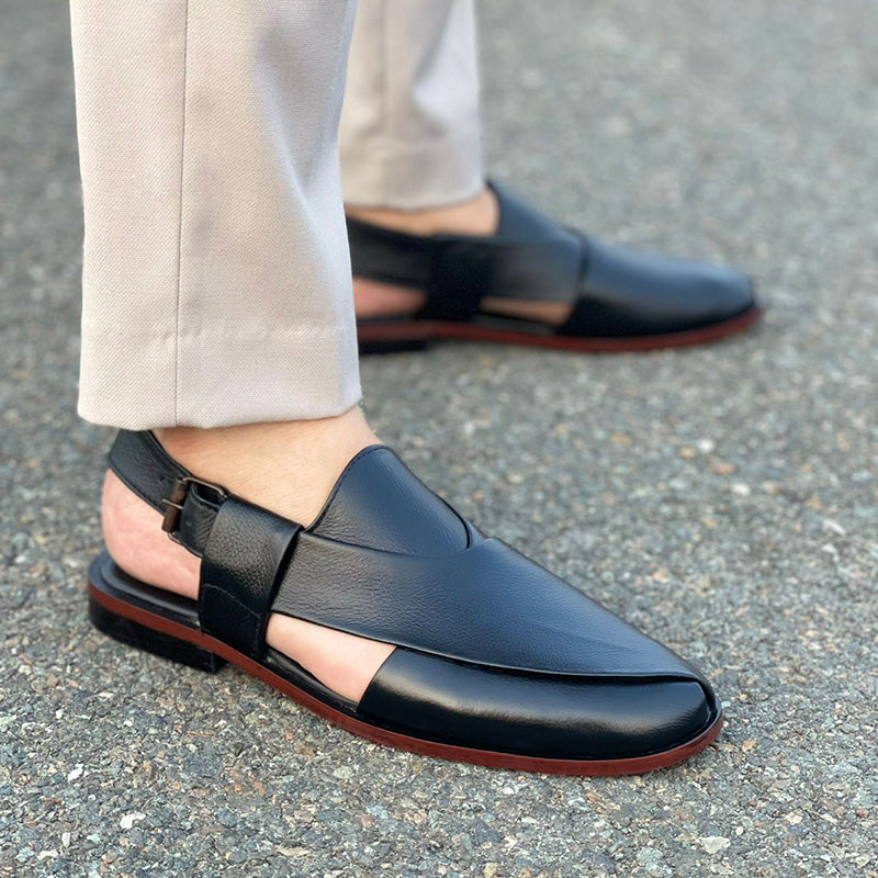 Hand Stitched Pure Leather Kheri SS-175 Black