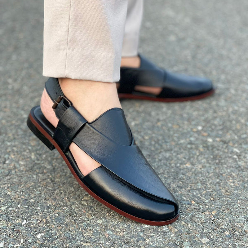 Hand Stitched Pure Leather Kheri SS-175 Black