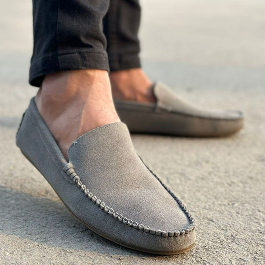 Step Handmade Leather Grey Loafers SS-2748