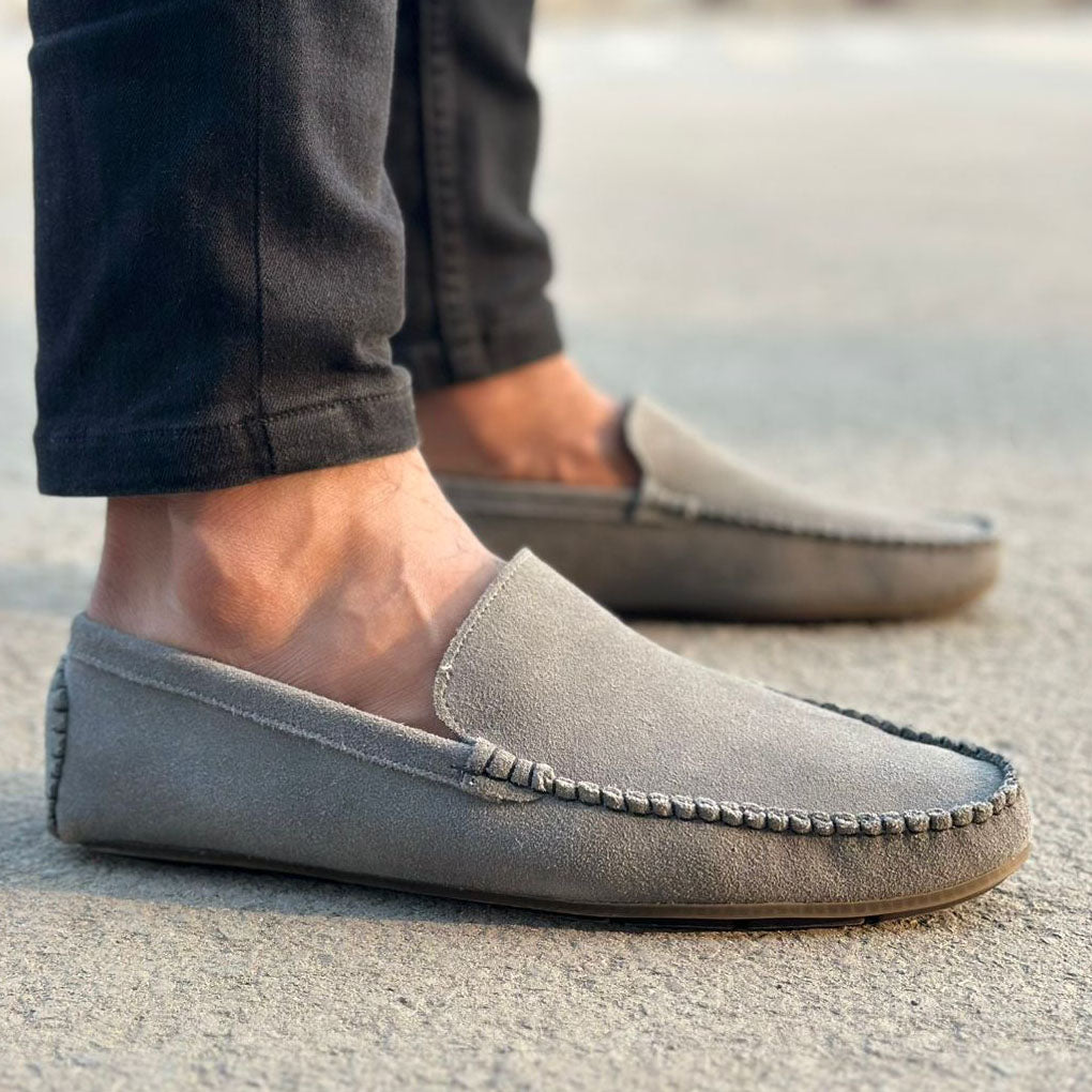 Step Handmade Leather Grey Loafers SS-2748