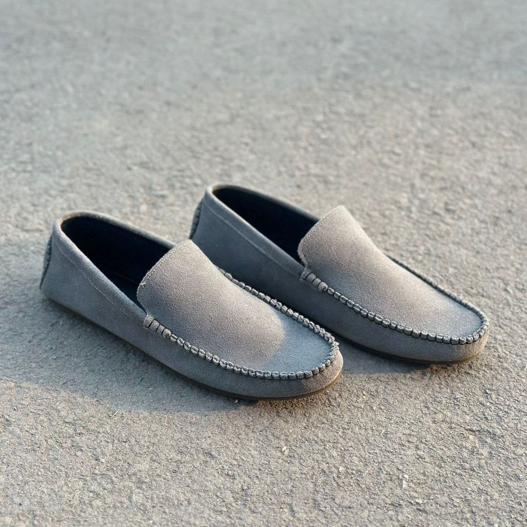 Step Handmade Leather Grey Loafers SS-2748