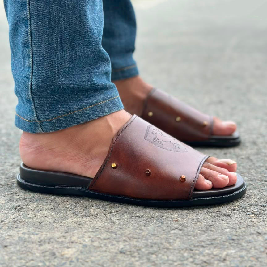 The Italian Brown Leather Chappal SS-2052