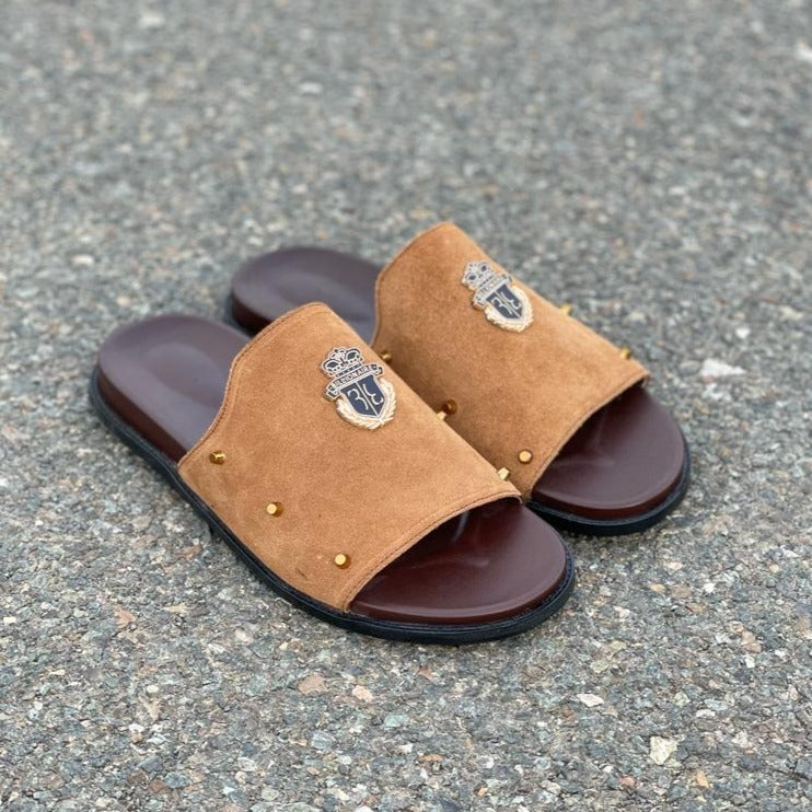 Hand made PU Sole Leather Suede Chappal SS-2353 Brown