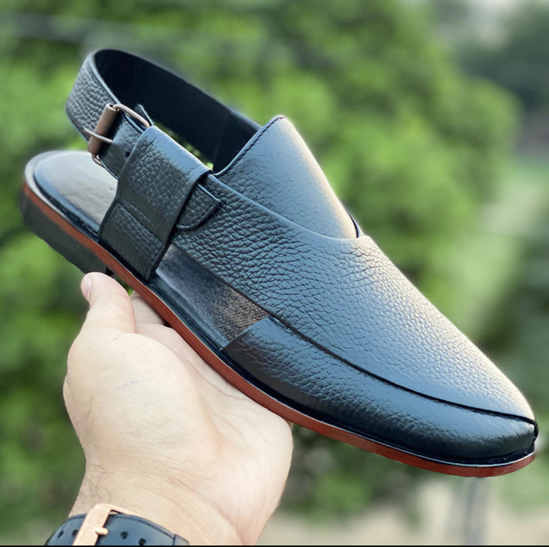 Hand Stitched Pure Leather Kheri SS-175 Black