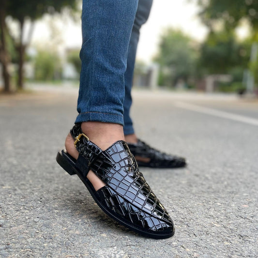 Hand Stitched Pure manmade leather Kheri SS-2387 black