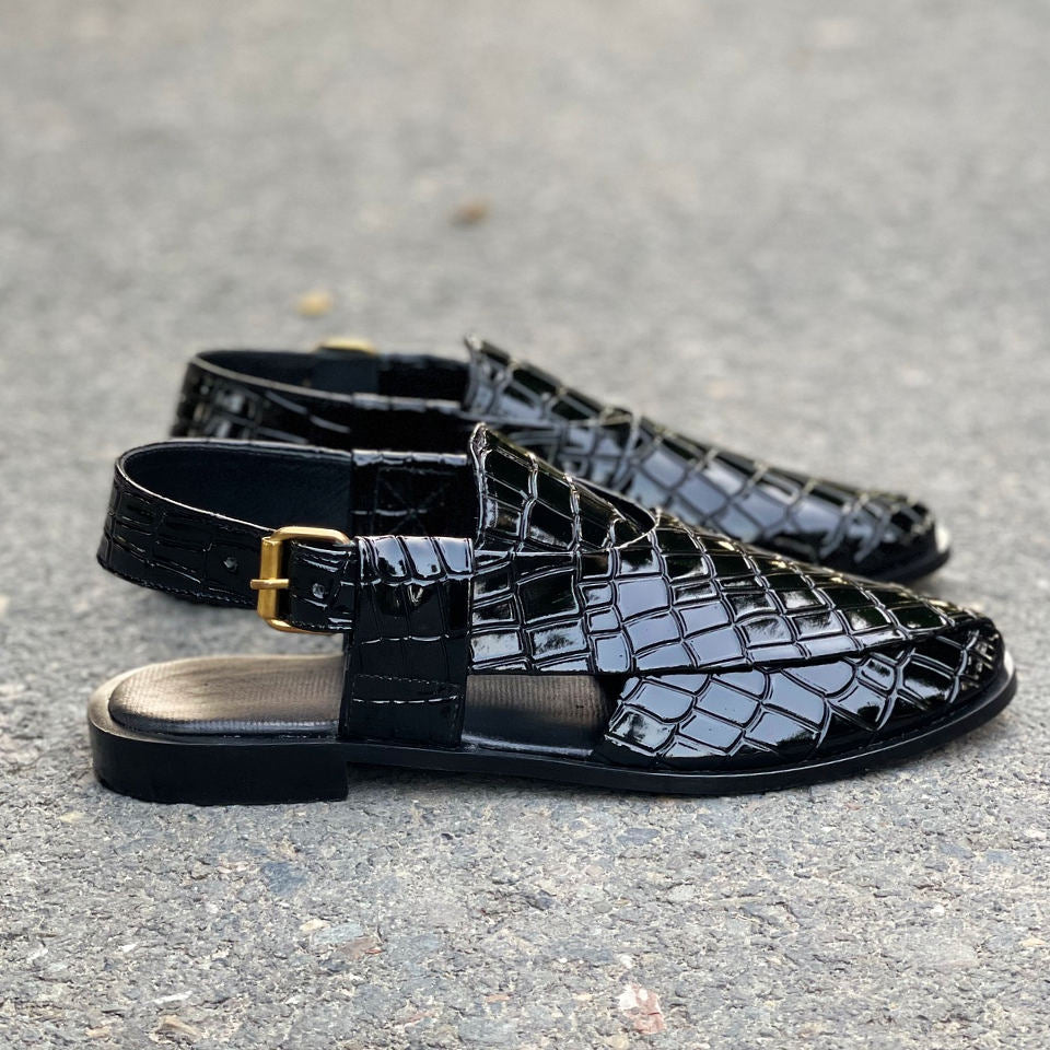 Hand Stitched Pure manmade leather Kheri SS-2387 black