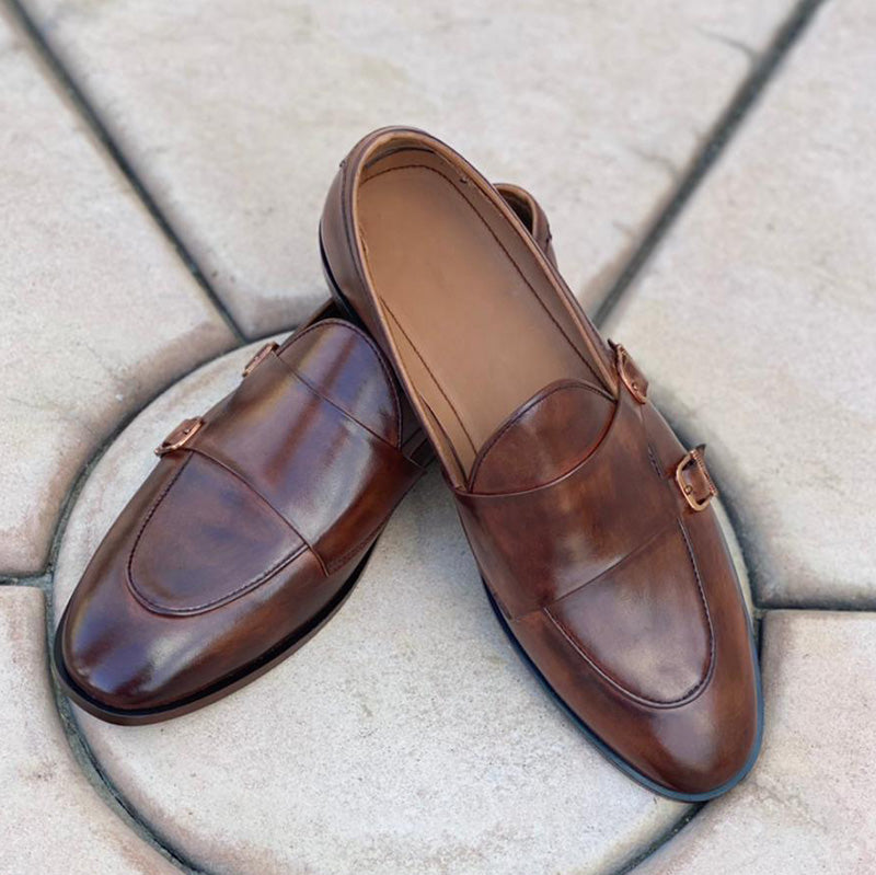 Handmade Leather Brown Double Monk SS-2021