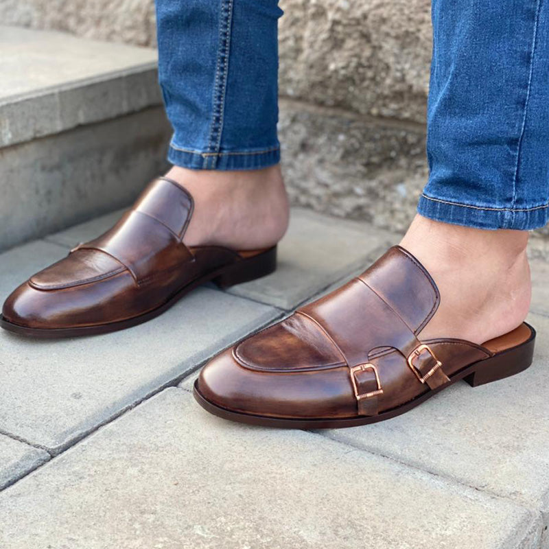 The Double Monk Leather Mule SS-2054