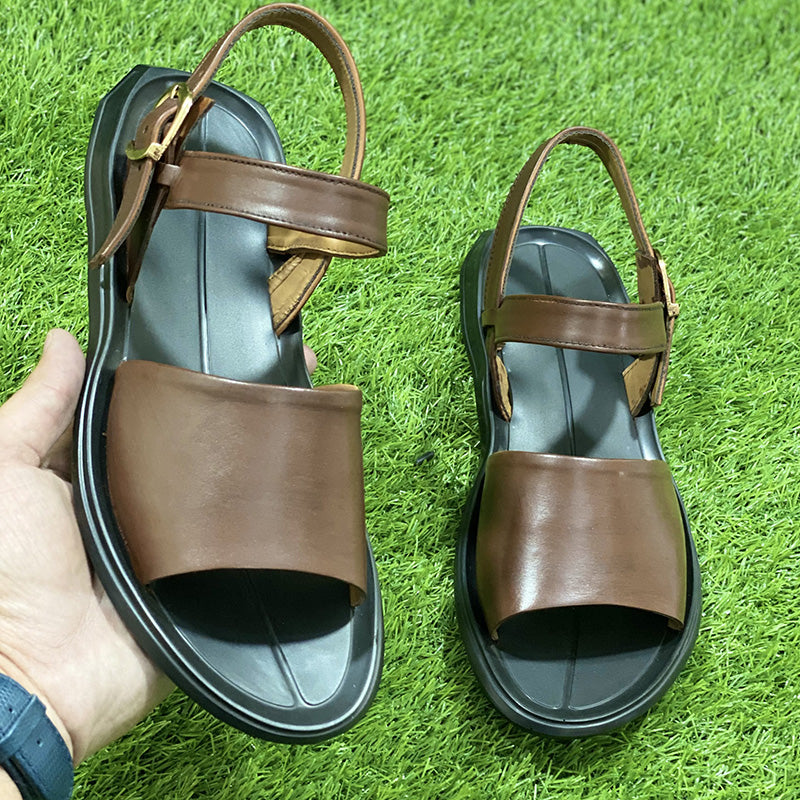 Leather Sandal With Pu Sole