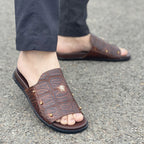 Hand made PU Sole Textured Leather Chappal SS-2336