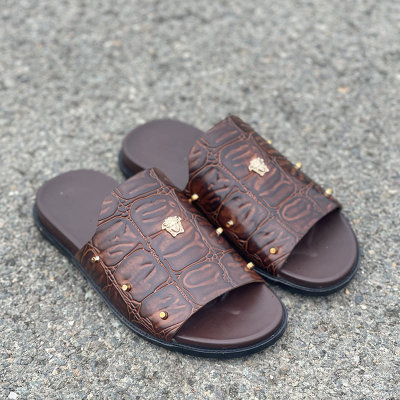 Hand made PU Sole Textured Leather Chappal SS-2336