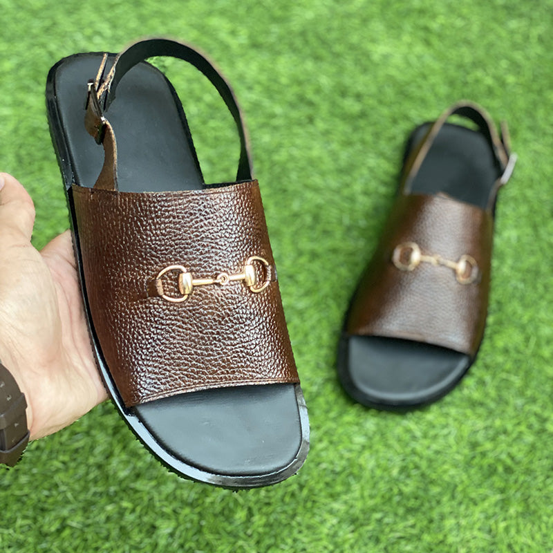 Hand Made Brown Buckle Leather Sandal New