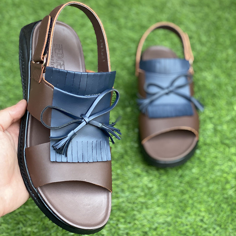 Hand Made Leather Lace Up Sandal With Pu Sole New