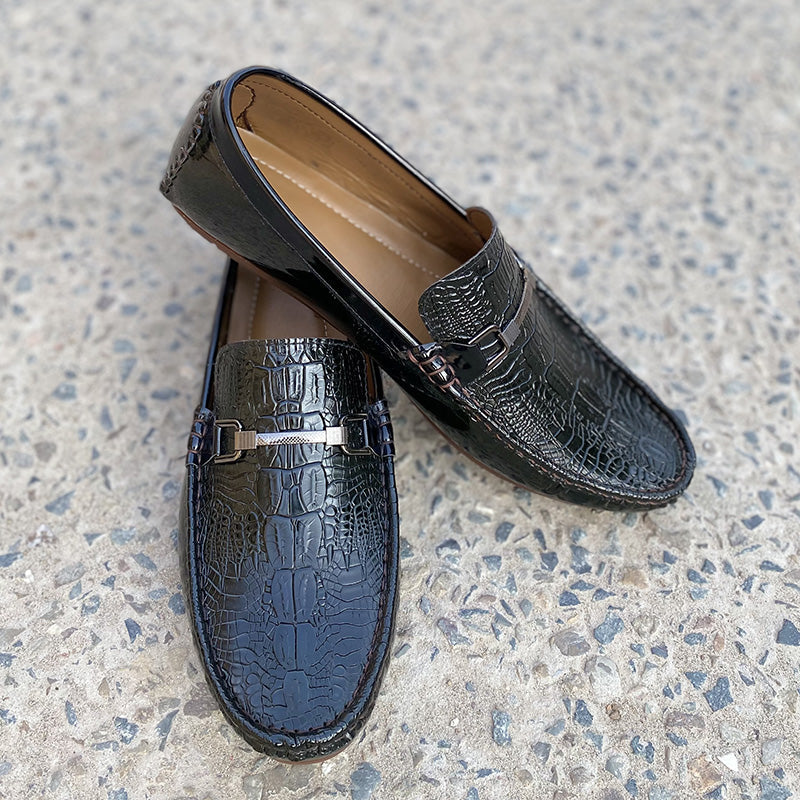 The Textured Black Loafer Ss-202 Shoes