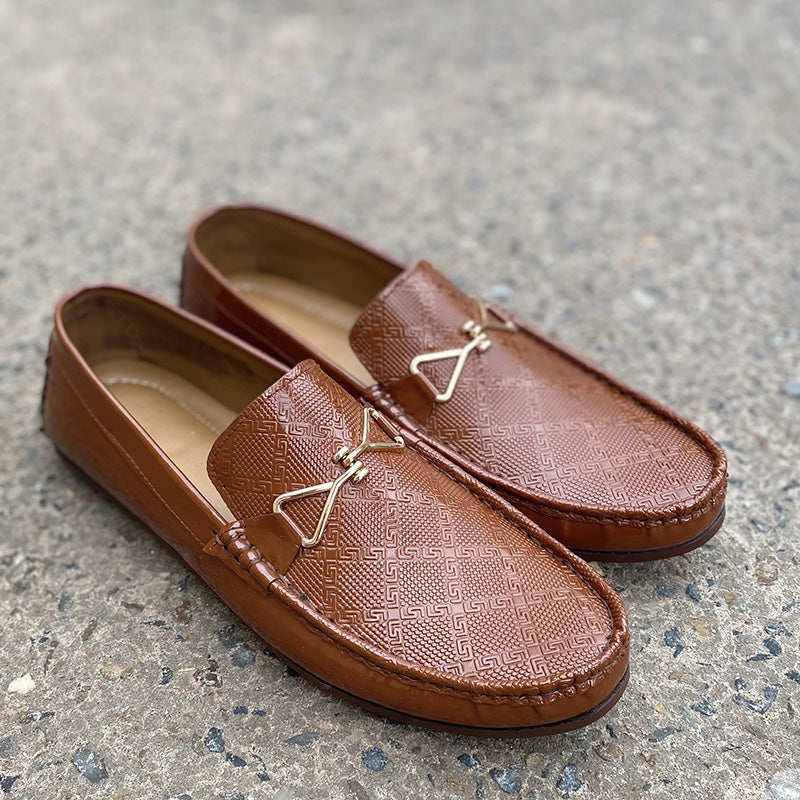 Hand Stitch Brown Textured Loafer Ss-201 Loafers