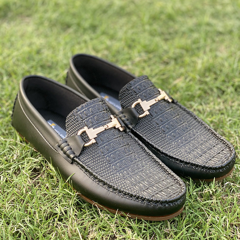 The Textured Black Loafer SS-2127