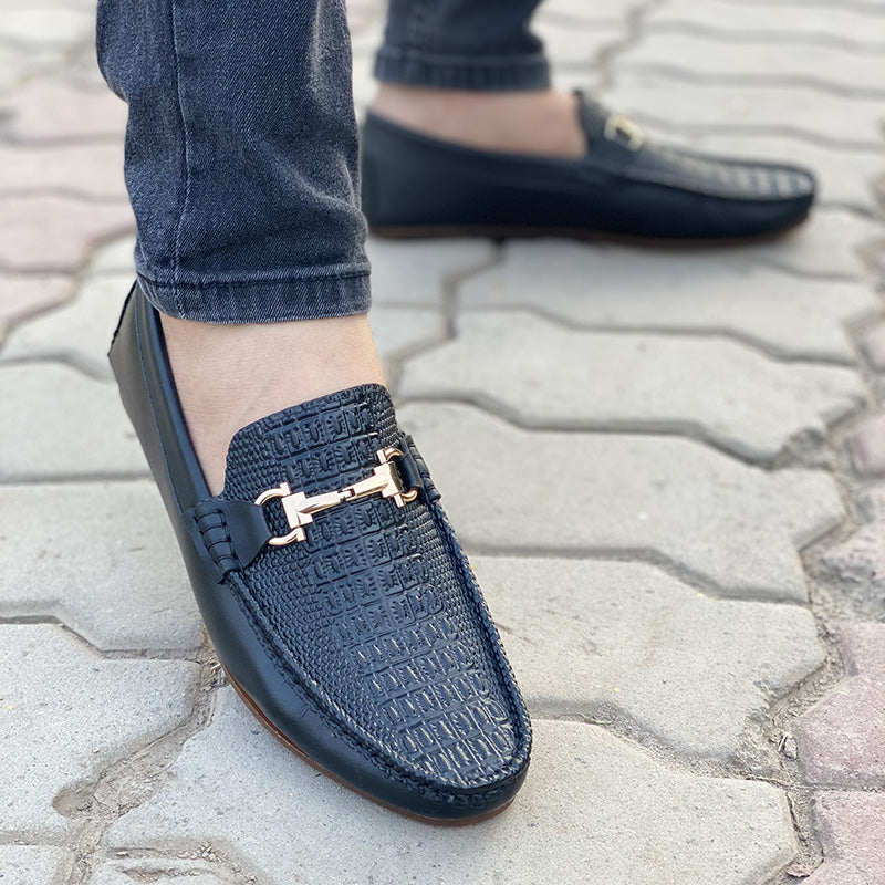 The Textured Black Loafer SS-2127