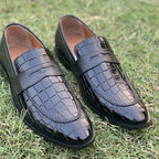 Handmade Textured Black Shoes SS-2121