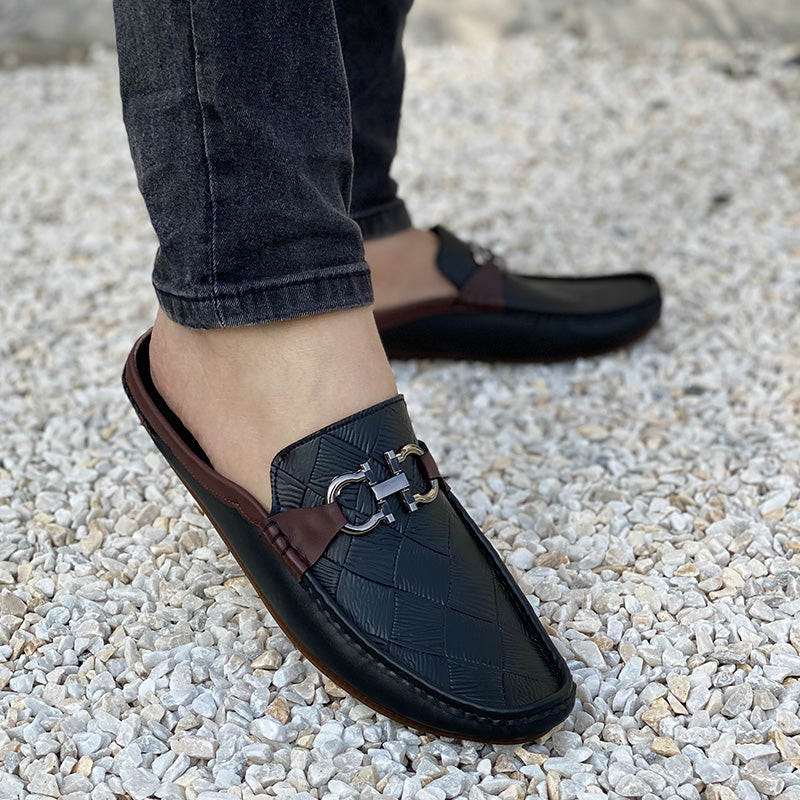 The New Textured Backless Loafer SS-2340 Black