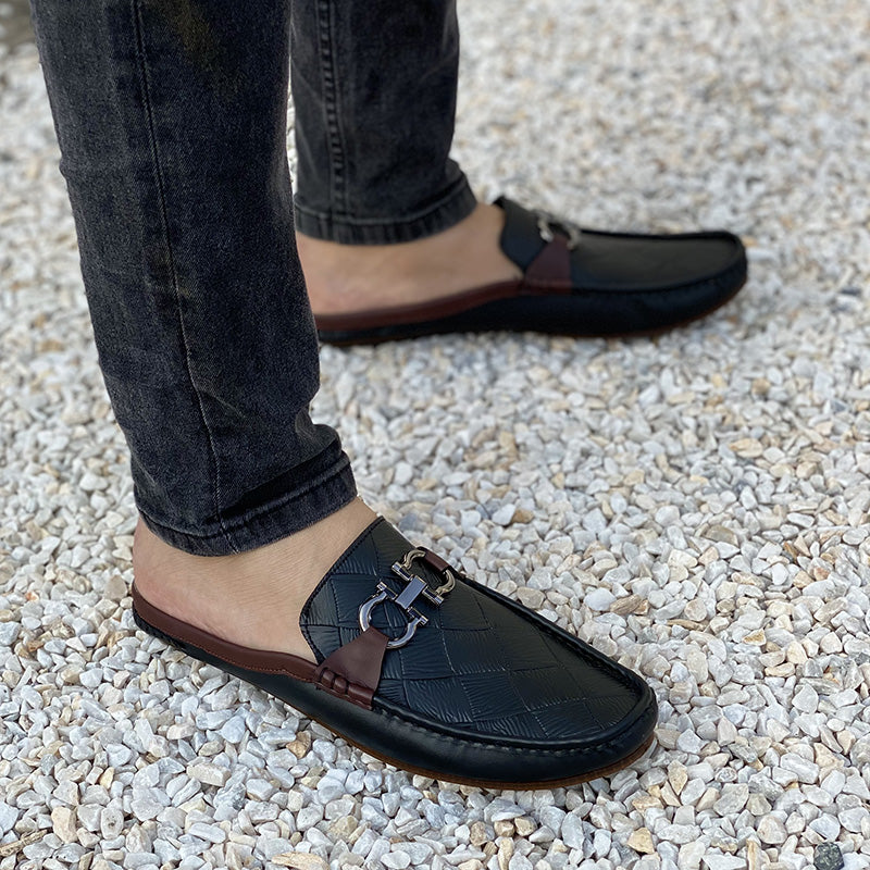 The New Textured Backless Loafer SS-2340 Black