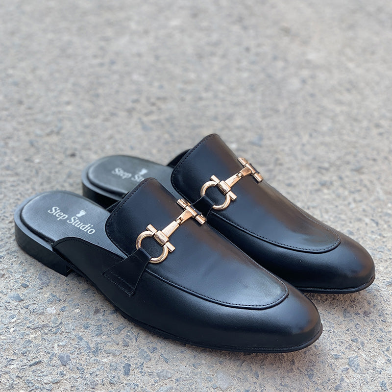The Black Leather Mules SS-2013