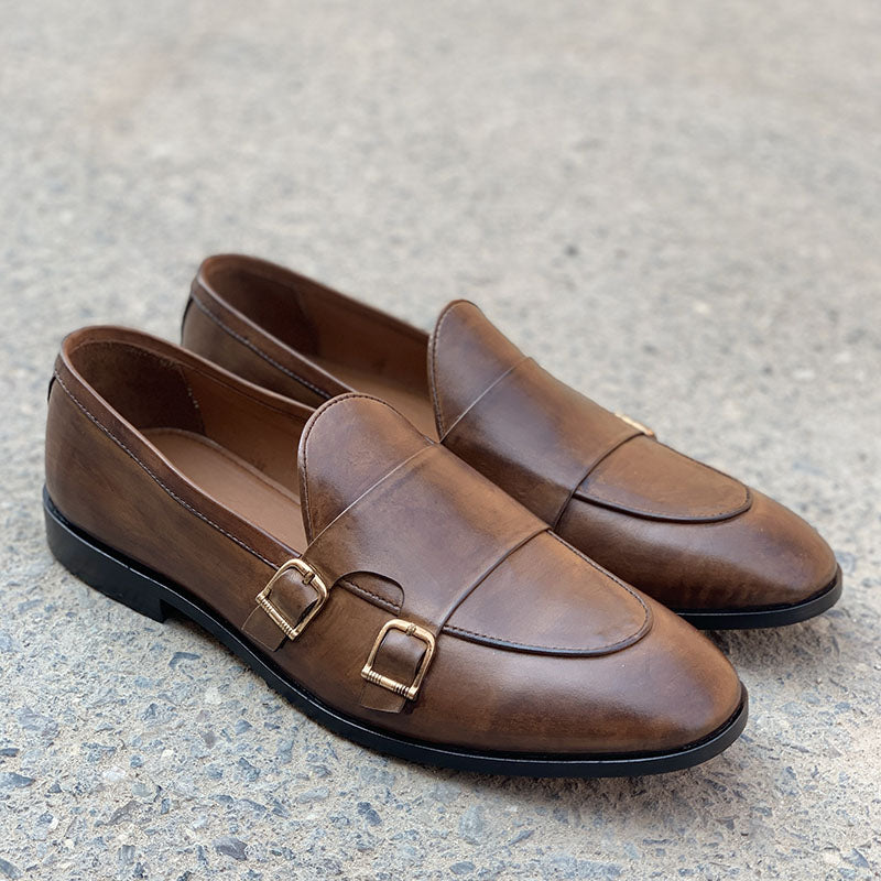 Handmade Leather Brown Double Monk SS-2021