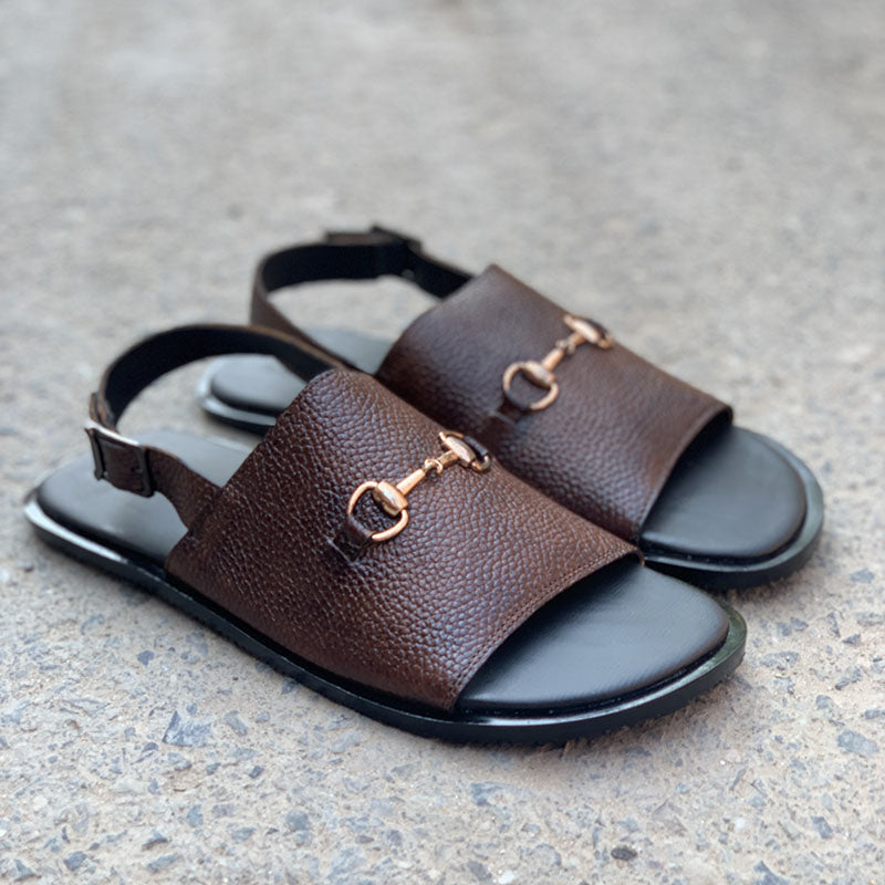 Hand Made Brown Buckle Leather Sandal SS-2096