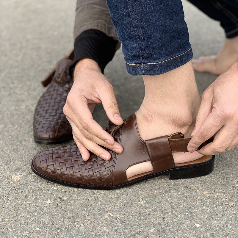 Handmade Woven Leather Kheri SS-2305 Brown