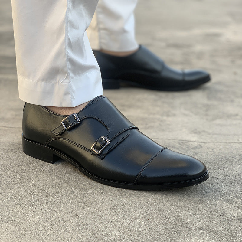 Handmade Premium Leather Double Monks SS-115 Black