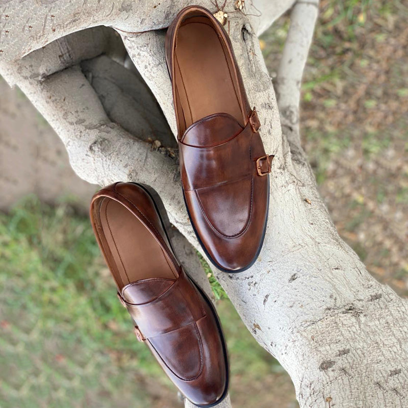 Handmade Leather Brown Double Monk SS-2021